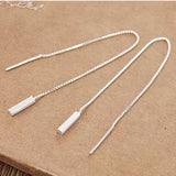 Sterling Silver Rectangular Chain Threader Earrings