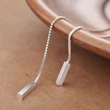 Sterling Silver Rectangular Chain Threader Earrings