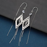 Sterling Silver Rhombus Tassel Threader Earrings