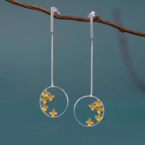 Sterling Silver Round Osmanthus Fall Drop Earrings