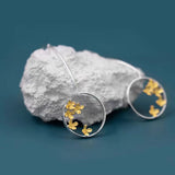 Sterling Silver Round Osmanthus Fall Drop Earrings