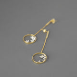 Sterling Silver Round Osmanthus Fall Drop Earrings