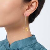 Sterling Silver Round Osmanthus Fall Drop Earrings