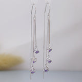 Sterling Silver Rubik's Cube Earrings Tassel Threader Earrings