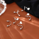 Sterling Silver Screw Heart And Star Stud Earrings