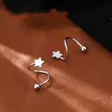 Sterling Silver Screw Heart And Star Stud Earrings