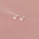 Sterling Silver Screw Star Stud Earrings