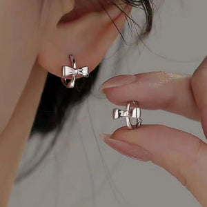 Sterling Silver Simple Bow Buckle Earrings