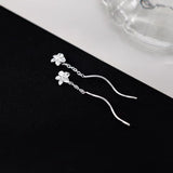 Sterling Silver Simple Flower Threader Earrings