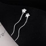 Sterling Silver Simple Flower Threader Earrings