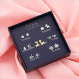 Sterling Silver Simple One Week Stud Earring Set