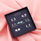 Sterling Silver Simple One Week Stud Earring Set