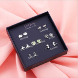 Sterling Silver Simple One Week Stud Earring Set