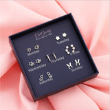 Sterling Silver Simple One Week Stud Earring Set