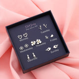 Sterling Silver Simple One Week Stud Earring Set