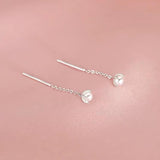 Sterling Silver Simple Pearl Threader Earrings