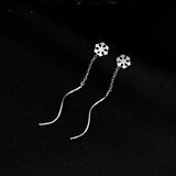 Sterling Silver Simple Snowflake Threader Earrings