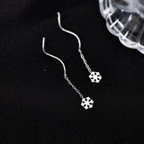 Sterling Silver Simple Snowflake Threader Earrings