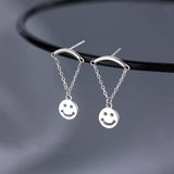 Sterling Silver Smile Face Chain Earrings