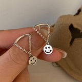 Sterling Silver Smile Face Chain Earrings