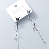 Sterling Silver Solitaire Butterfly Threader Earrings