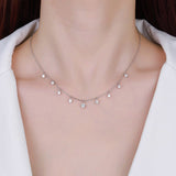 Sterling Silver Sparkling Moissanite Graf 1.1 Carat Clavicle Chain Necklaces