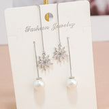 Sterling Silver Sparkling Star Pear Threader Earrings