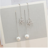 Sterling Silver Sparkling Star Pear Threader Earrings