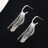 Sterling Silver Sparkling Waterfall Tassel Earrings