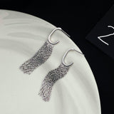 Sterling Silver Sparkling Waterfall Tassel Earrings