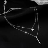 Sterling Silver Square Bar Double Layer Necklaces