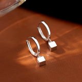 Sterling Silver Square Drop Earrings