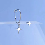 Sterling Silver Star Asymmetric Earrings