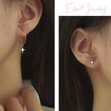 Sterling Silver Star Asymmetric Earrings