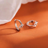 Sterling Silver Star Hoop Earrings