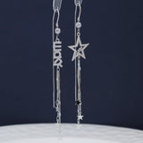 Sterling Silver Star LUCKY Tassel Threader Earrings