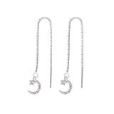 Sterling Silver Star Moon Threader Earrings