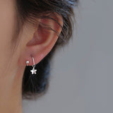 Sterling Silver Star Screw Stud Earrings