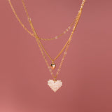 Sterling Silver Surprising  Double Layer Heart  Necklaces