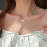 Sterling Silver Surprising Zircon Double Layer Necklaces