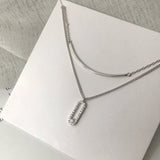 Sterling Silver Surprising Zircon Double Layer Necklaces