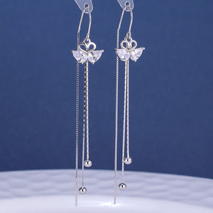 Sterling Silver Swan Threader Earrings