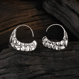 Sterling Silver Textured Curved Bag Earrings