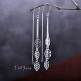 Sterling Silver Leaf Threader Earrings