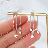 Sterling Silver Three Layer Star Earrings