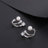 Sterling Silver Two-Piece Pearl Stud Earrings