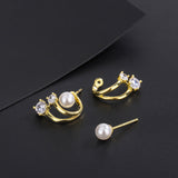 Sterling Silver Two-Piece Pearl Stud Earrings