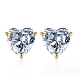 Sterling Silver Zircon Heart Stud Earrings