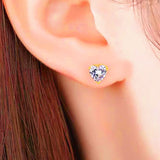 Sterling Silver Zircon Heart Stud Earrings