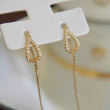 Sterling Silver Water Drop Threader Earrings